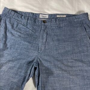 Goodfellow mens chambray blue linen-like Linden flat front 9.5" shorts - size 40